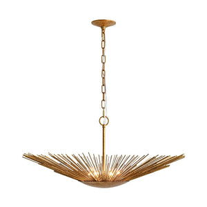 Farmhouze Light - Luxury Gold Foiled Traditional Large Round Sunburst Chandelier - Chandelier - Gold - 
