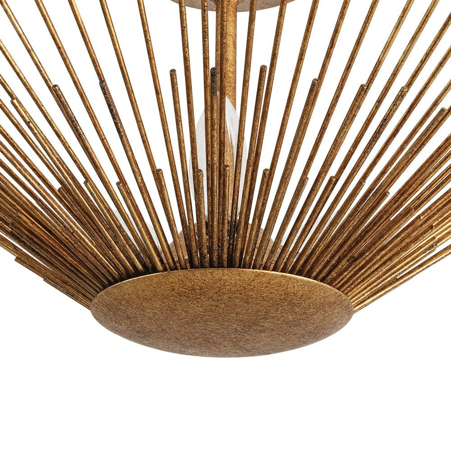 Farmhouze Light - Luxury Gold Foiled Traditional Round Sunburst Semi Flush Mount - Chandelier - Gold - 