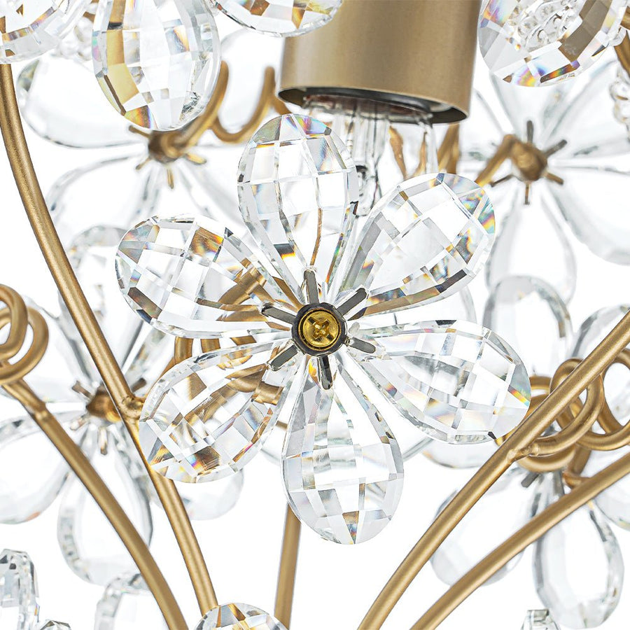 Farmhouze Light - Luxury Gold Scrollwork Crystal Flower Cage Pendant Light - Chandelier - Gold - 