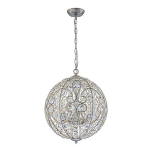 Farmhouze Light - Luxury Vintage Silver Crystal Accented Sphere Chandelier - Chandelier - 11.8 in - 