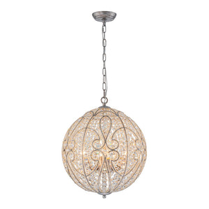 Farmhouze Light - Luxury Vintage Silver Crystal Accented Sphere Chandelier - Chandelier - 11.8 in - 