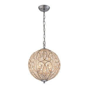 Farmhouze Light - Luxury Vintage Silver Crystal Accented Sphere Chandelier - Chandelier - 11.8 in - 