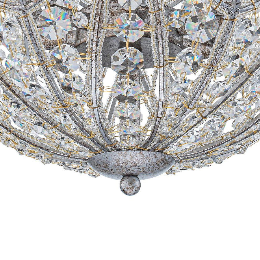 Farmhouze Light - Luxury Vintage Silver Crystal Accented Sphere Chandelier - Chandelier - 11.8 in - 