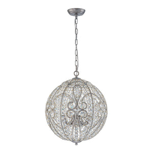 Farmhouze Light - Luxury Vintage Silver Crystal Accented Sphere Chandelier - Chandelier - 11.8 in - 