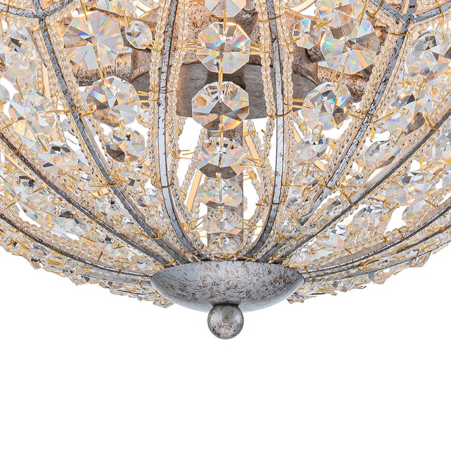 Farmhouze Light - Luxury Vintage Silver Crystal Accented Sphere Chandelier - Chandelier - 11.8 in - 