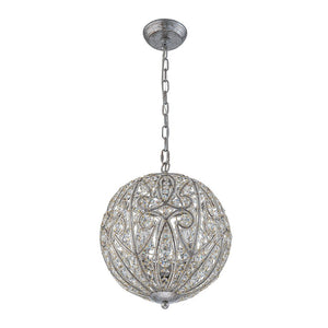 Farmhouze Light - Luxury Vintage Silver Crystal Accented Sphere Chandelier - Chandelier - 11.8 in - 