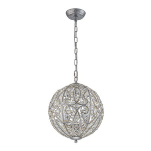 Farmhouze Light - Luxury Vintage Silver Crystal Accented Sphere Chandelier - Chandelier - 11.8 in - 