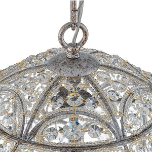 Farmhouze Light - Luxury Vintage Silver Crystal Accented Sphere Chandelier - Chandelier - 11.8 in - 