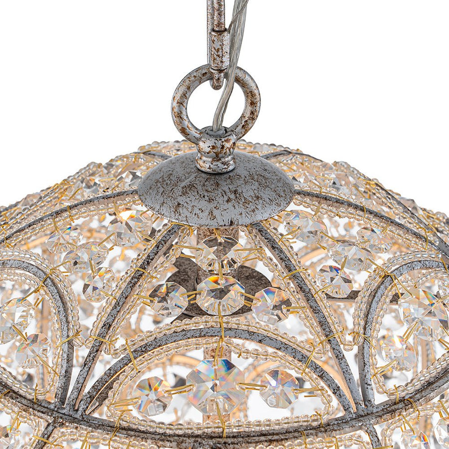 Farmhouze Light - Luxury Vintage Silver Crystal Accented Sphere Chandelier - Chandelier - 11.8 in - 