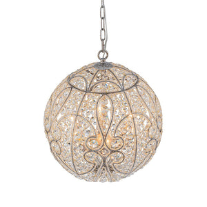 Farmhouze Light - Luxury Vintage Silver Crystal Accented Sphere Chandelier - Chandelier - 11.8 in - 