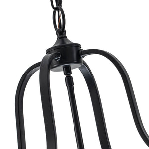 Farmhouze Light - Manor Black Candle Style Cylinder Lantern Pendant Chandelier - Chandelier - Black - 