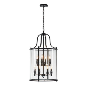 Farmhouze Light - Manor Black Candle Style Cylinder Lantern Pendant Chandelier - Chandelier - Black - 