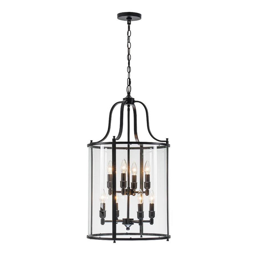 Farmhouze Light - Manor Black Candle Style Cylinder Lantern Pendant Chandelier - Chandelier - Black - 