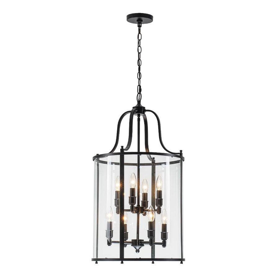 Farmhouze Light - Manor Black Candle Style Cylinder Lantern Pendant Chandelier - Chandelier - Black - 