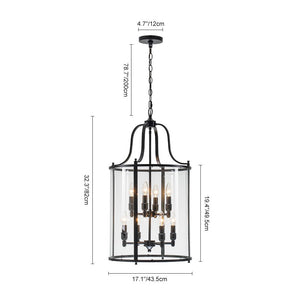 Farmhouze Light - Manor Black Candle Style Cylinder Lantern Pendant Chandelier - Chandelier - Black - 