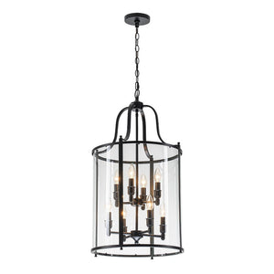 Farmhouze Light - Manor Black Candle Style Cylinder Lantern Pendant Chandelier - Chandelier - Black - 