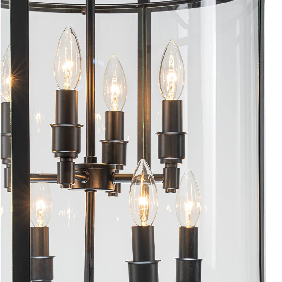 Farmhouze Light - Manor Black Candle Style Cylinder Lantern Pendant Chandelier - Chandelier - Black - 