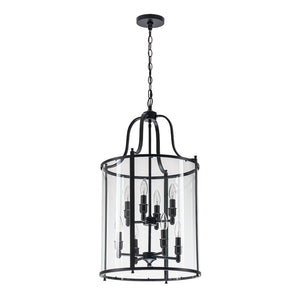 Farmhouze Light - Manor Black Candle Style Cylinder Lantern Pendant Chandelier - Chandelier - Black - 