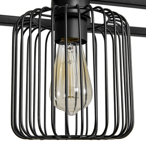 Farmhouze Light - Matte Black 4 - Light Rectangle Cage Kitchen Island Pendant - Chandelier - Black - 