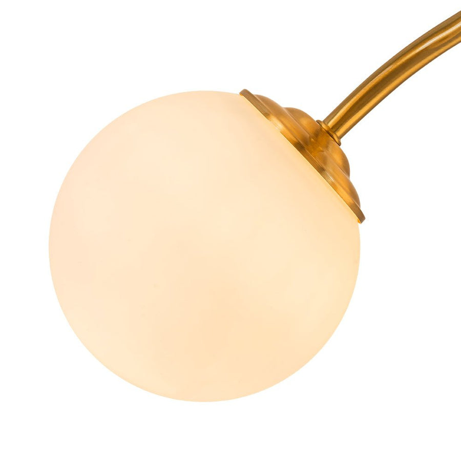 Farmhouze Light - Mid - Century 11 - Light Opal Glass Globe Sunburst Semi Flush - Chandelier - Brass - 