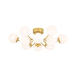 Load image into Gallery viewer, Farmhouze Light - Mid - Century 12 - Light Opal Glass Bubble Round Sputnik Semi Flush - Ceiling Light - Brass - 
