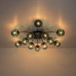 Load image into Gallery viewer, Farmhouze Light-Mid-Century 12-Light Sputnik Blue Glass Globe Ceiling Light-Ceiling Light-Black-
