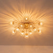 Load image into Gallery viewer, Farmhouze Light-Mid-Century 12-Light Sputnik Fluted Glass Bubble Semi Flush-Chandelier-Brass-
