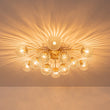 Load image into Gallery viewer, Farmhouze Light-Mid-Century 12-Light Sputnik Fluted Glass Bubble Semi Flush-Chandelier-Brass-
