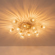 Load image into Gallery viewer, Farmhouze Light-Mid-Century 12-Light Sputnik Fluted Glass Bubble Semi Flush-Chandelier-Brass-
