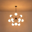 Load image into Gallery viewer, Farmhouze Light - Mid Century 12 - Light White Glass Globe Bubble Sunburst Chandelier - Chandelier - Black - 
