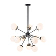 Load image into Gallery viewer, Farmhouze Light - Mid Century 12 - Light White Glass Globe Bubble Sunburst Chandelier - Chandelier - Black - 
