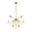 Load image into Gallery viewer, Farmhouze Light - Mid Century 12 - Light White Glass Globe Bubble Sunburst Chandelier - Chandelier - Black - 
