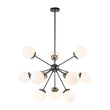 Load image into Gallery viewer, Farmhouze Light - Mid Century 12 - Light White Glass Globe Bubble Sunburst Chandelier - Chandelier - Black - 
