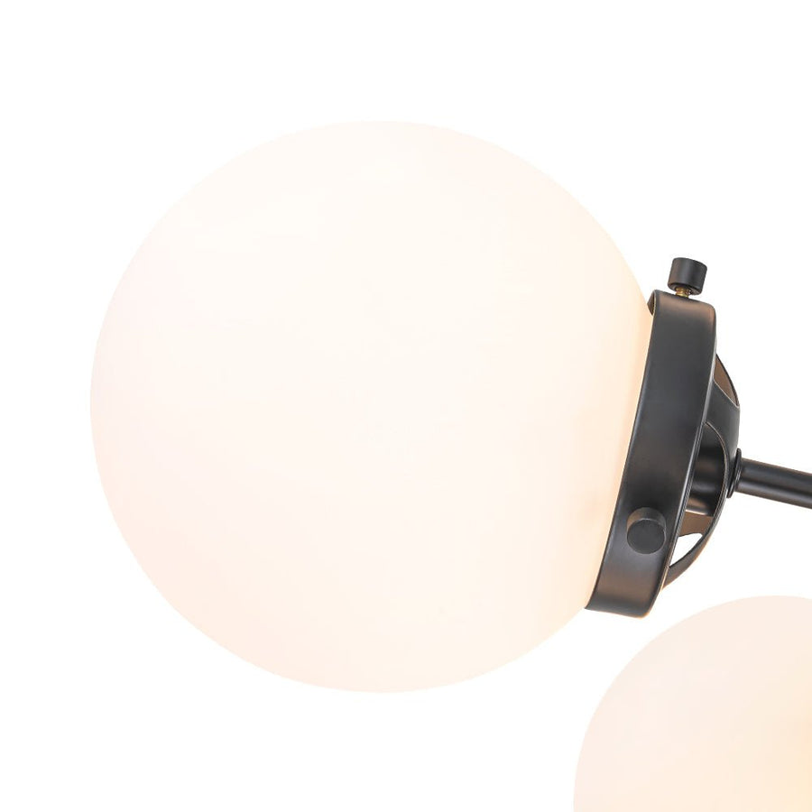 Farmhouze Light - Mid Century 12 - Light White Glass Globe Bubble Sunburst Chandelier - Chandelier - Black - 