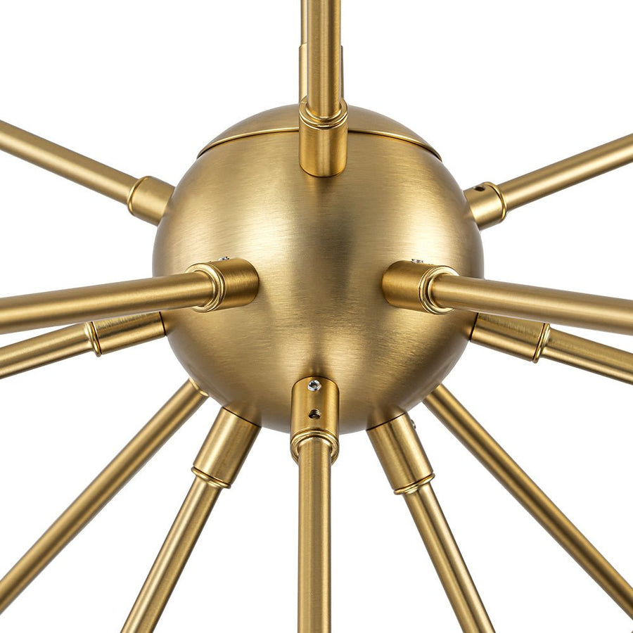 Farmhouze Light - Mid Century 12 - Light White Glass Globe Bubble Sunburst Chandelier - Chandelier - Black - 