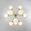 Load image into Gallery viewer, Farmhouze Light - Mid Century 12 - Light White Glass Globe Bubble Sunburst Chandelier - Chandelier - Black - 
