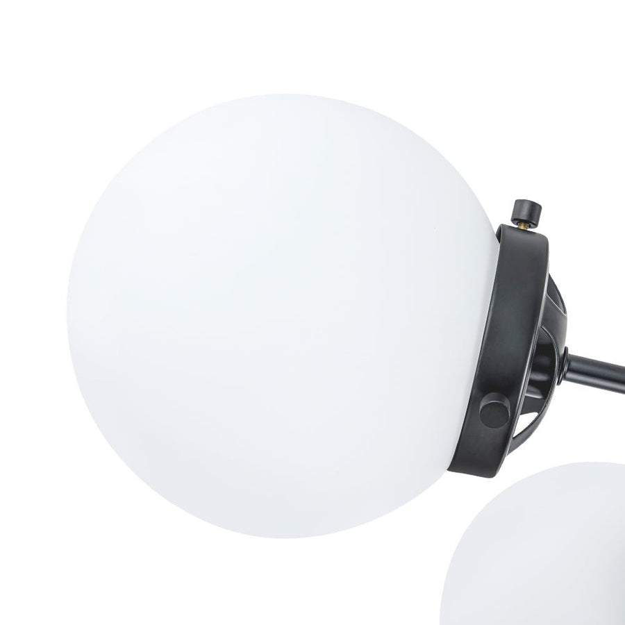 Farmhouze Light - Mid Century 12 - Light White Glass Globe Bubble Sunburst Chandelier - Chandelier - Black - 