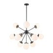 Load image into Gallery viewer, Farmhouze Light - Mid Century 12 - Light White Glass Globe Bubble Sunburst Chandelier - Chandelier - Black - 
