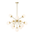 Load image into Gallery viewer, Farmhouze Light - Mid Century 12 - Light White Glass Globe Bubble Sunburst Chandelier - Chandelier - Black - 
