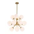 Load image into Gallery viewer, Farmhouze Light - Mid - Century 16 - Light Opal Glass Globe Sputnik Chandelier - Chandelier - Brass - 
