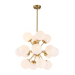 Load image into Gallery viewer, Farmhouze Light - Mid - Century 16 - Light Opal Glass Globe Sputnik Chandelier - Chandelier - Brass - 
