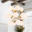 Load image into Gallery viewer, Farmhouze Light - Mid - Century 16 - Light Opal Glass Globe Sputnik Chandelier - Chandelier - Brass - 
