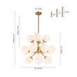 Load image into Gallery viewer, Farmhouze Light - Mid - Century 16 - Light Opal Glass Globe Sputnik Chandelier - Chandelier - Brass - 
