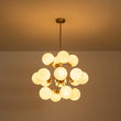Load image into Gallery viewer, Farmhouze Light - Mid - Century 16 - Light Opal Glass Globe Sputnik Chandelier - Chandelier - Brass - 
