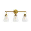 Load image into Gallery viewer, Farmhouze Light-Mid-Century 3-Light Clear Glass Bell Vanity Wall Lamp-Wall Sconce-Brass-
