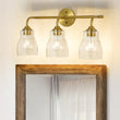 Load image into Gallery viewer, Farmhouze Light-Mid-Century 3-Light Clear Glass Bell Vanity Wall Lamp-Wall Sconce-Brass-
