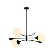 Load image into Gallery viewer, Farmhouze Light - Mid - Century 3 - Light Frosted Glass Globe Sputnik Chandelier - Chandelier - Black - 
