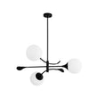 Load image into Gallery viewer, Farmhouze Light - Mid - Century 3 - Light Frosted Glass Globe Sputnik Chandelier - Chandelier - Black - 
