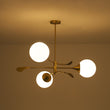Load image into Gallery viewer, Farmhouze Light - Mid - Century 3 - Light Frosted Glass Globe Sputnik Chandelier - Chandelier - Black - 
