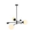 Load image into Gallery viewer, Farmhouze Light - Mid - Century 3 - Light Frosted Glass Globe Sputnik Chandelier - Chandelier - Black - 
